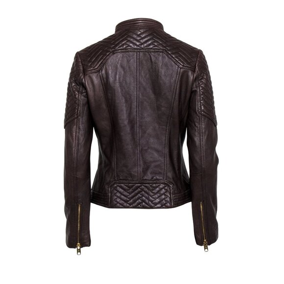 MICHAEL Michael Kors Women’s Brown 100% Leather Moto Jacket in Small - Picture 3 of 16